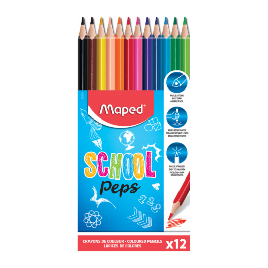 Maped Crayons de Couleurs MAPED ( paquet de 12 ) - Prix pas cher